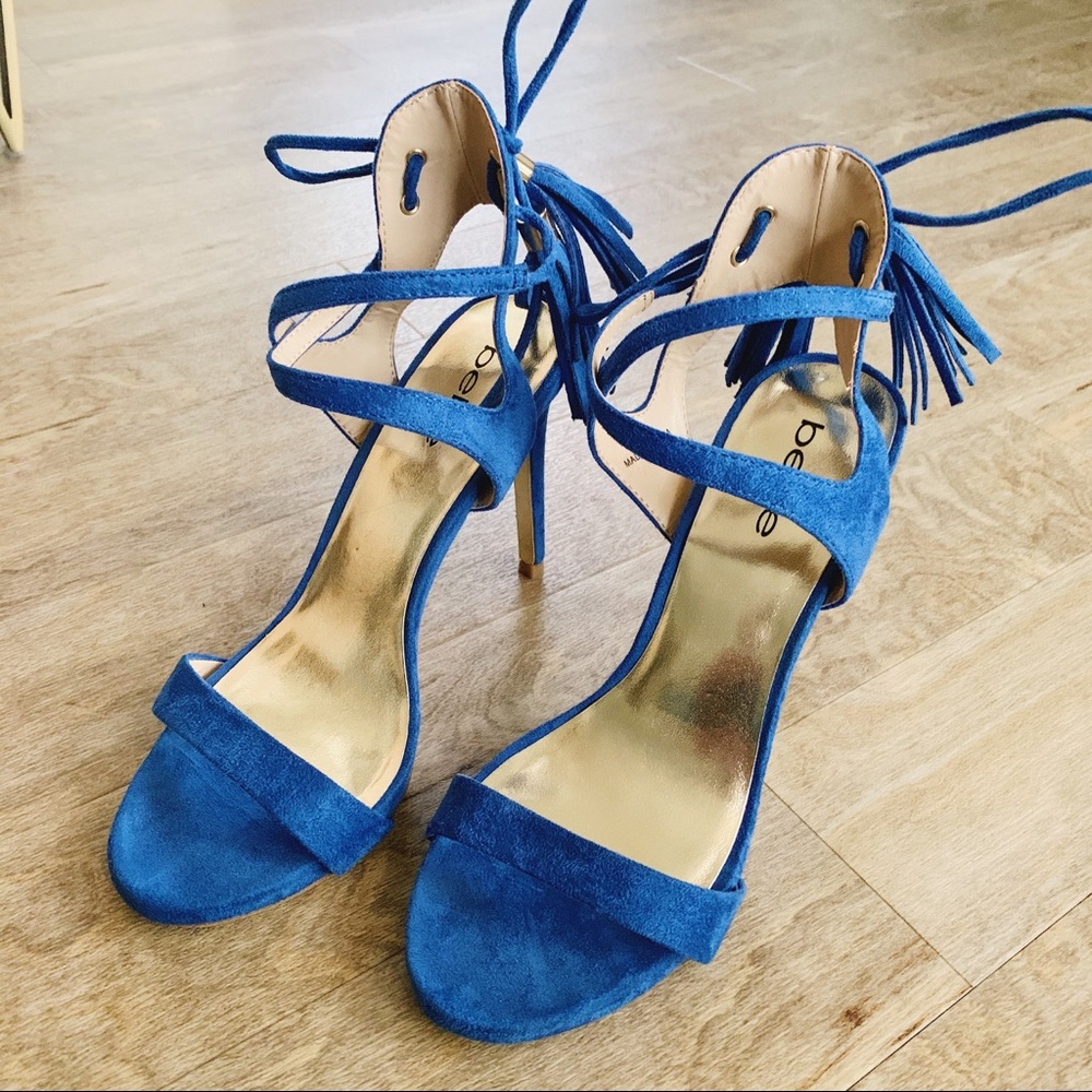 bebe || Blue Tassel Stilettos
